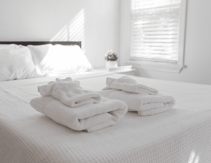 A gorgeous AIRBNB home is clean and tidied up for the next guests.