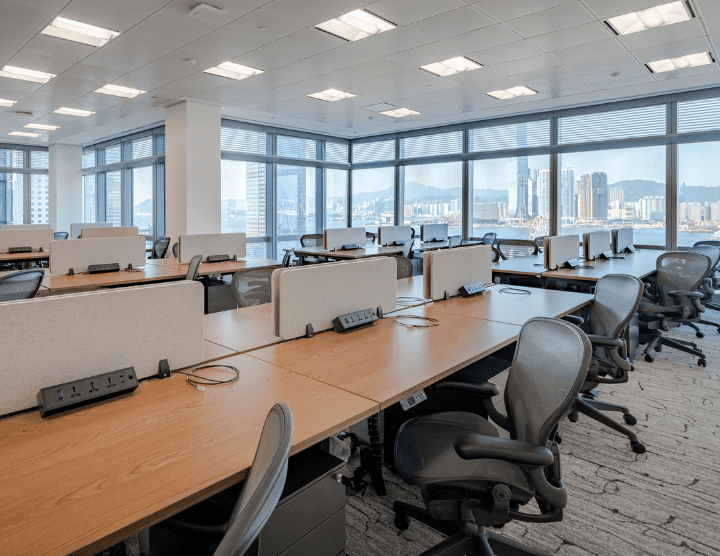 A freshly cleaned modern commercial office building.