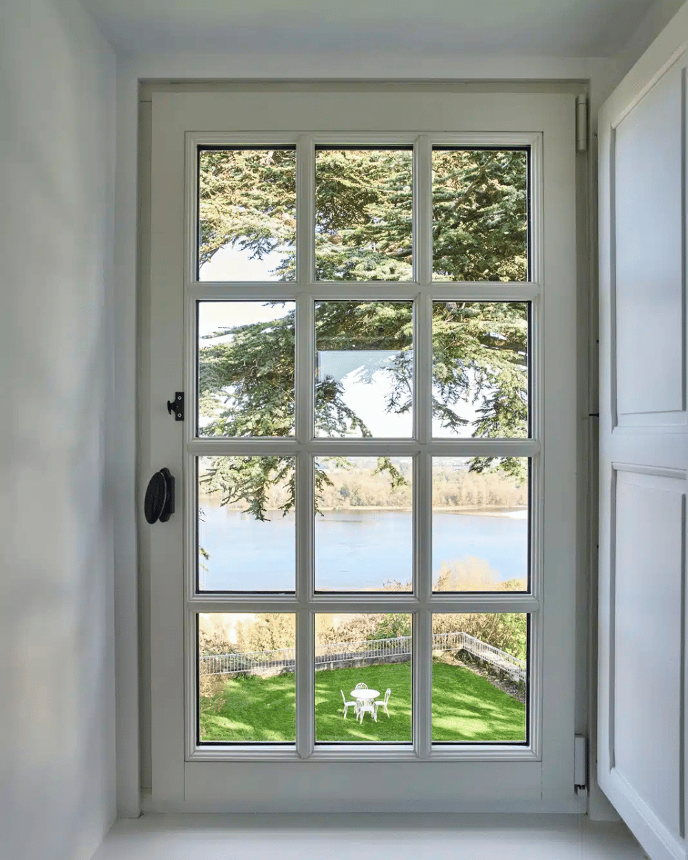 A freshly cleaned French window.